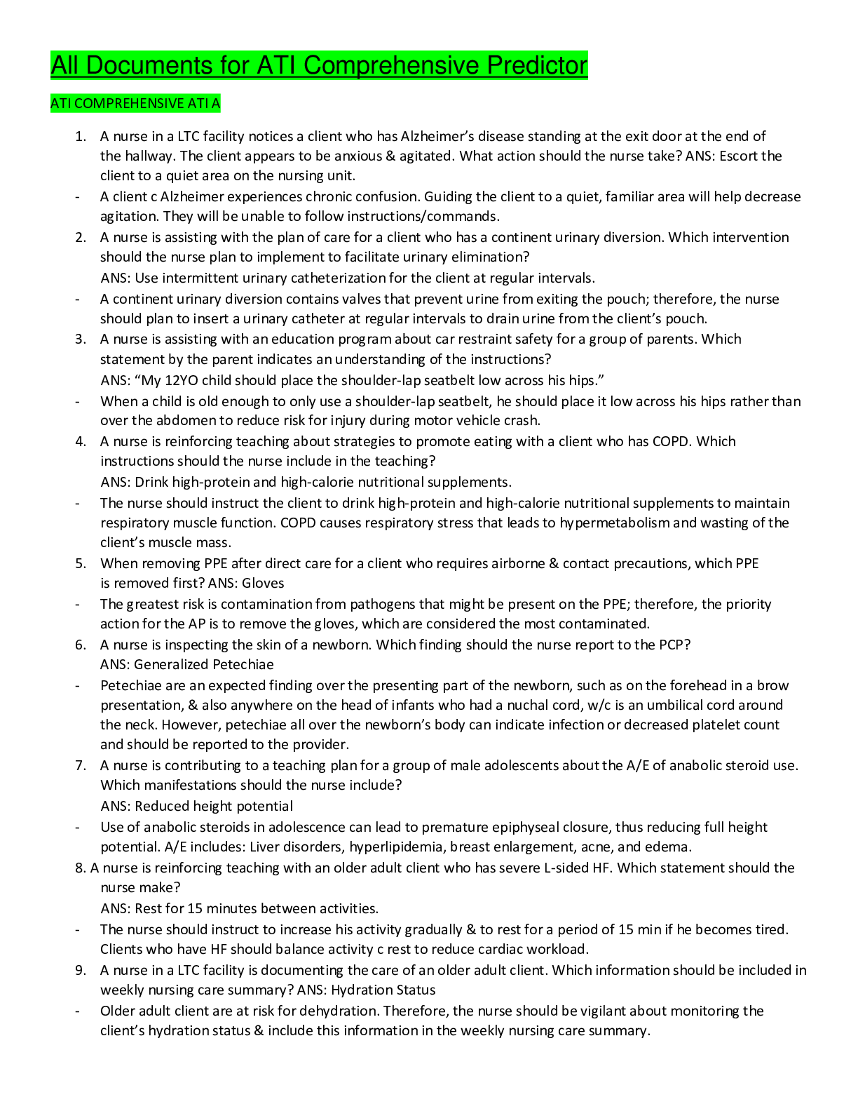 Preview image for ATI FINAL EXAM TEST